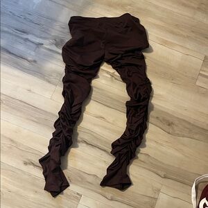 Brown Ruched Leggings
